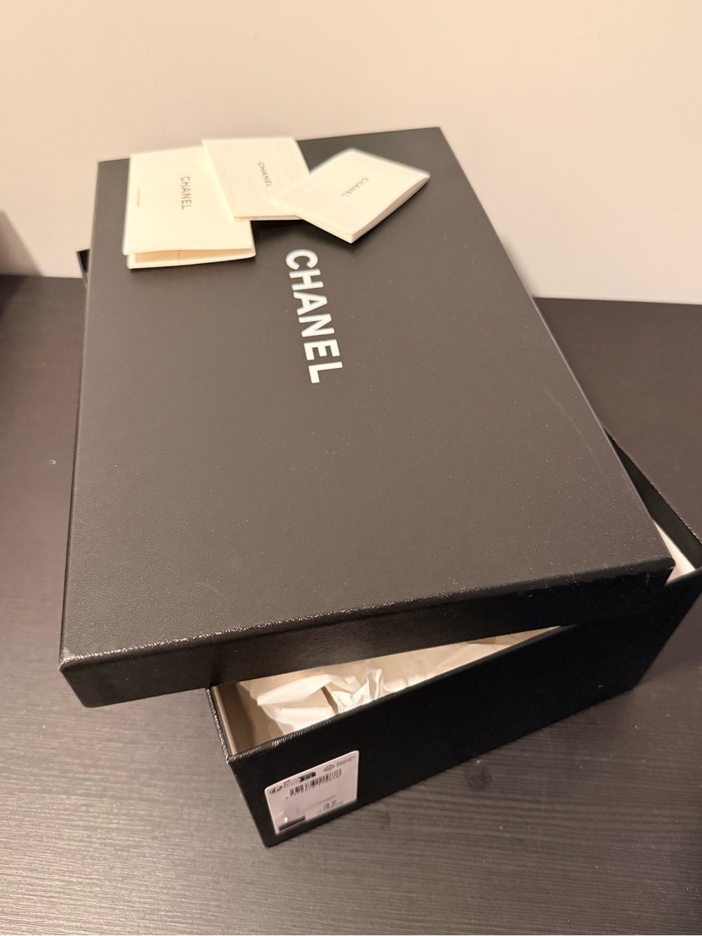 CHANEL 13”x8.5”x5” Black Box removeable side sticker